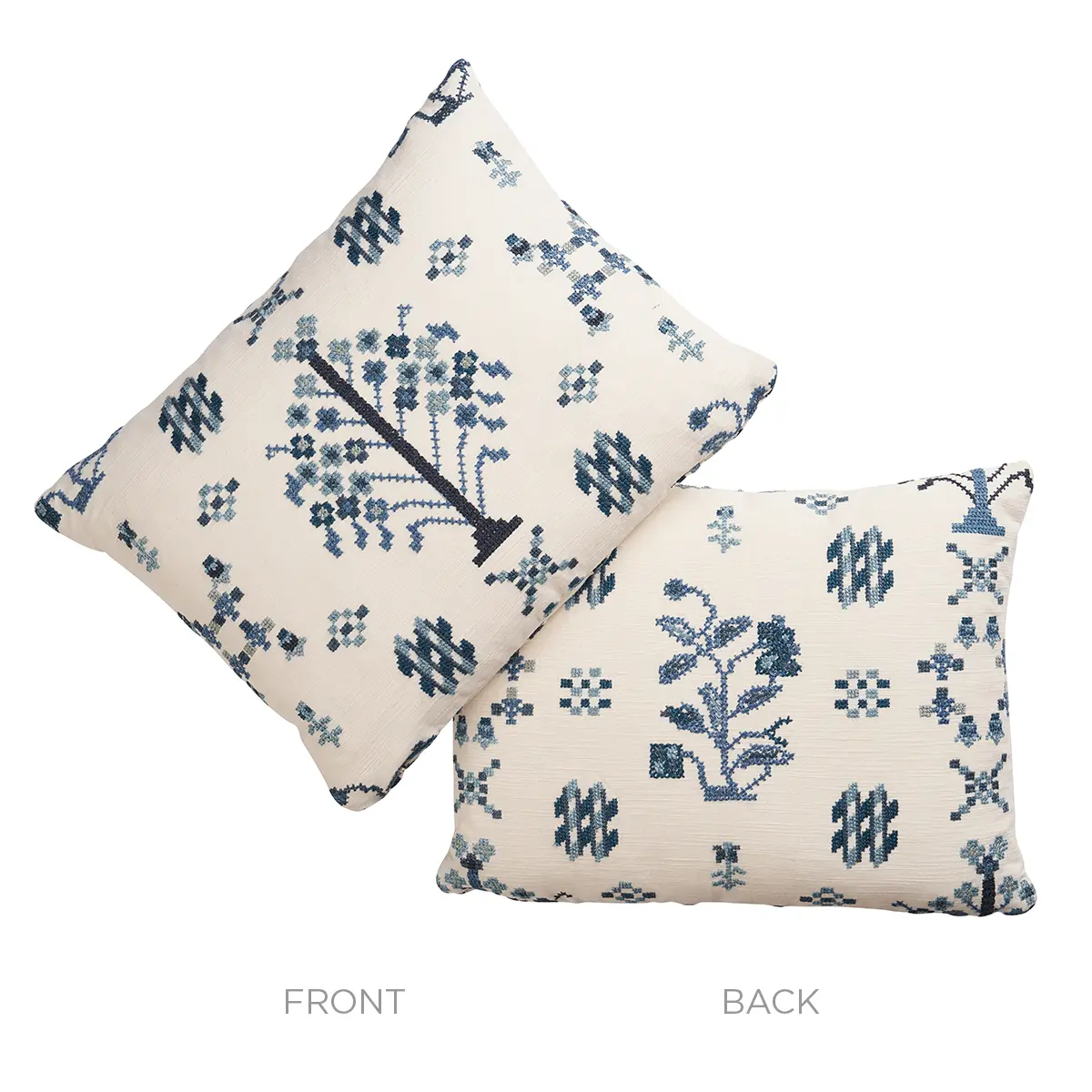Fairview Cross Stitch Pillow_ INDIGO