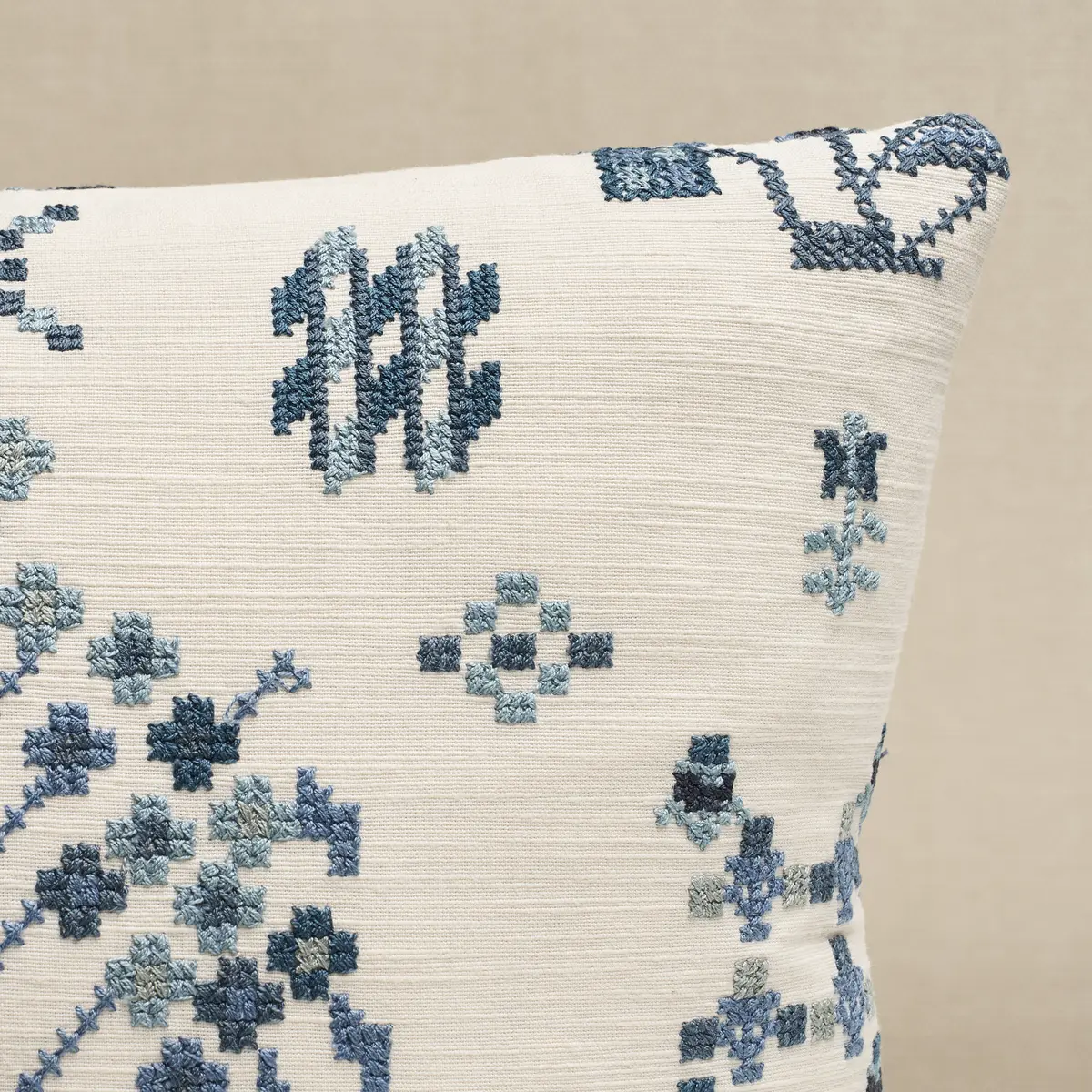 Fairview Cross Stitch Pillow_ INDIGO
