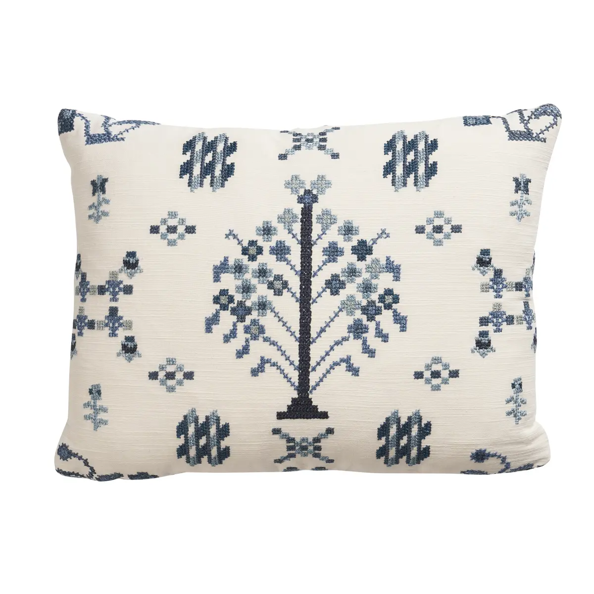 Fairview Cross Stitch Pillow_ INDIGO
