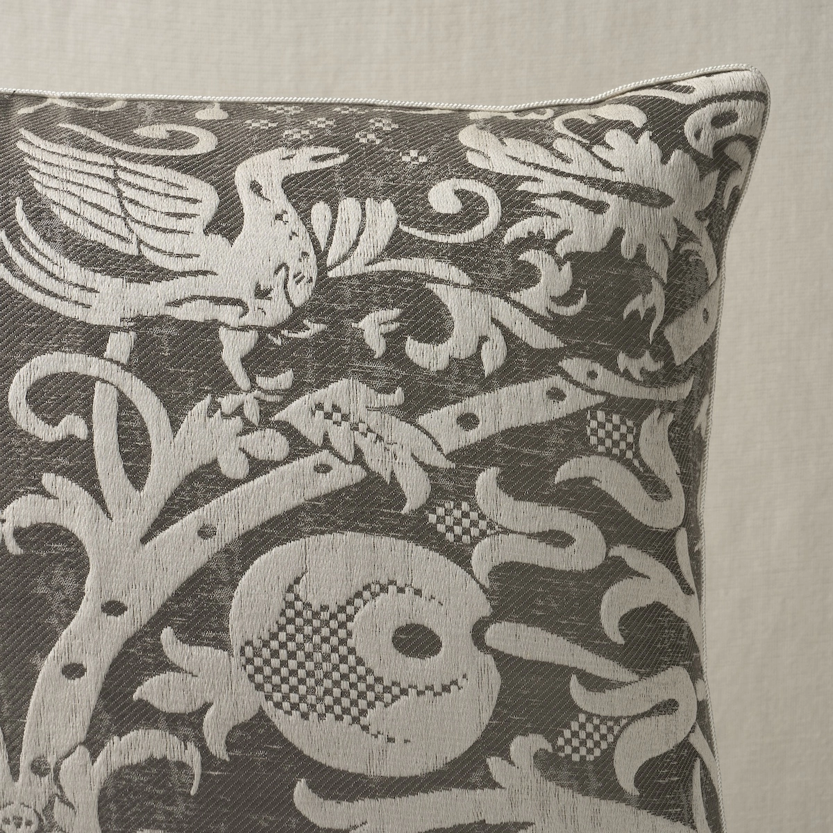 Dougal Damask Pillow_ SMOKE
