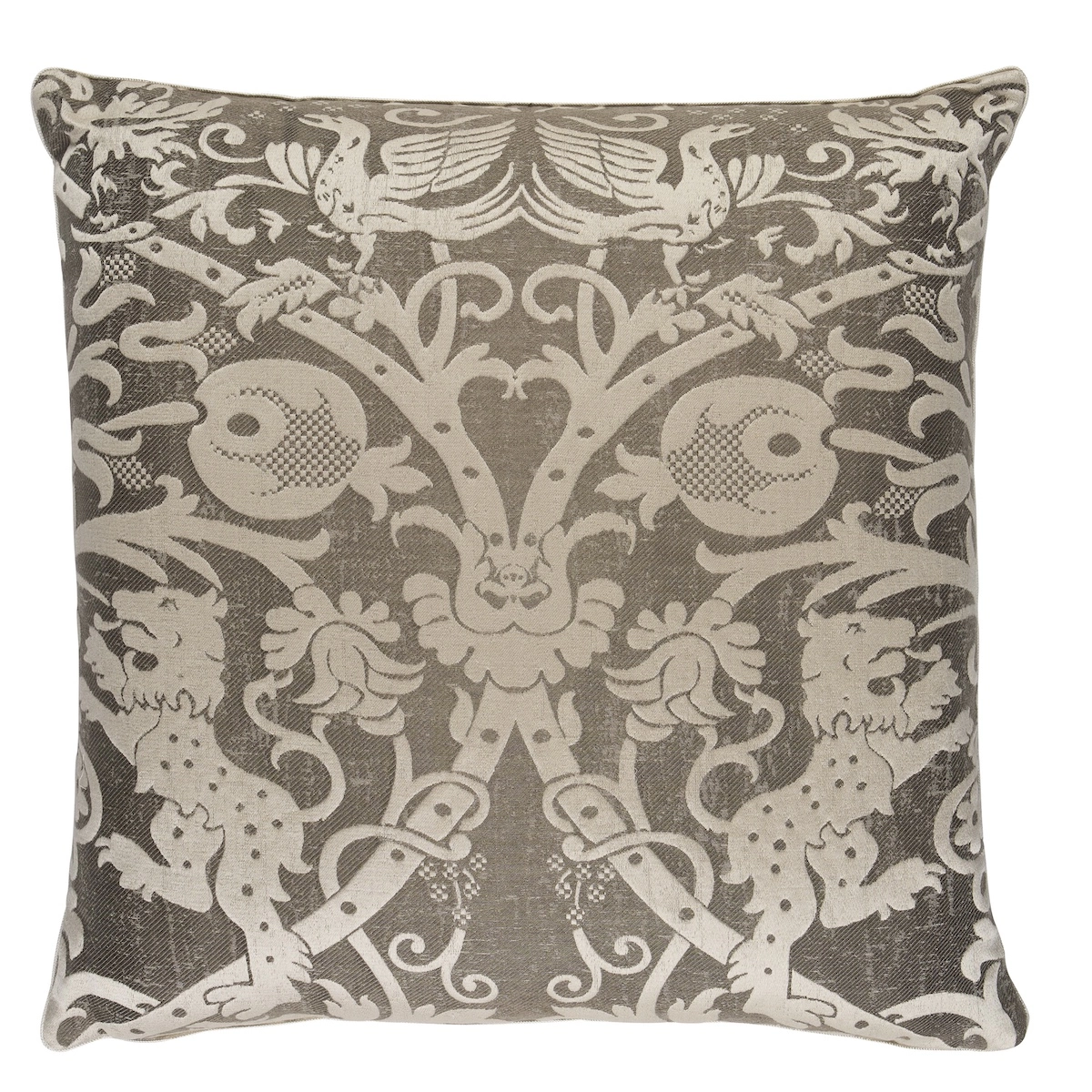 Dougal Damask Pillow_ SMOKE