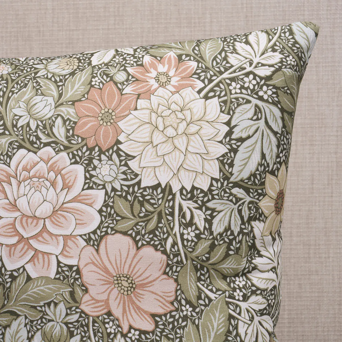 Dahlia Garden Pillow_ GREEN & PINK