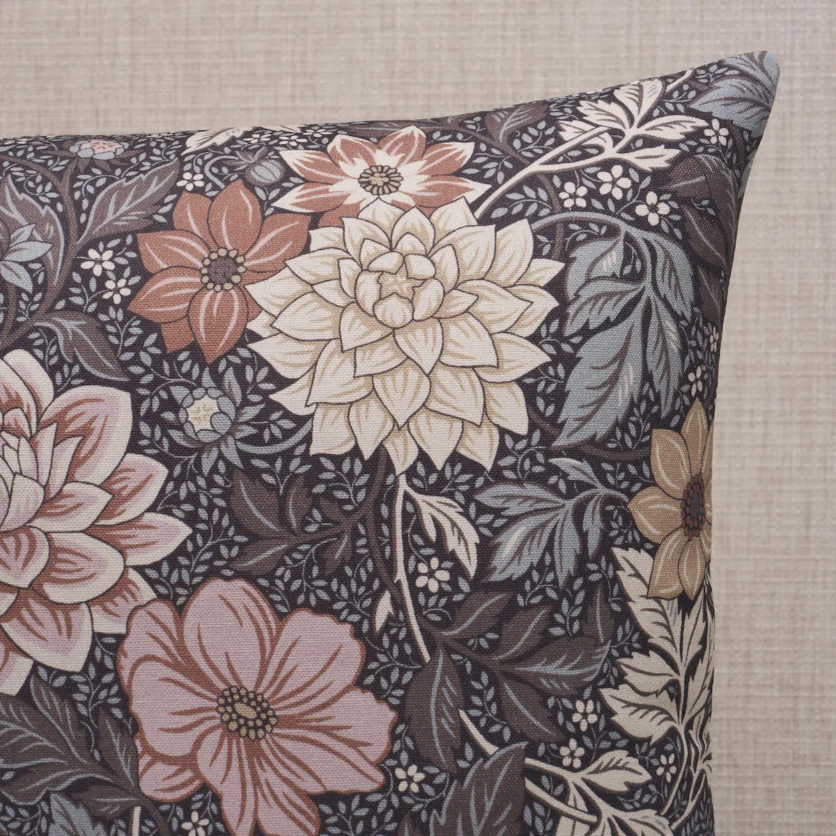 Dahlia Garden Pillow_ BROWN & PINK