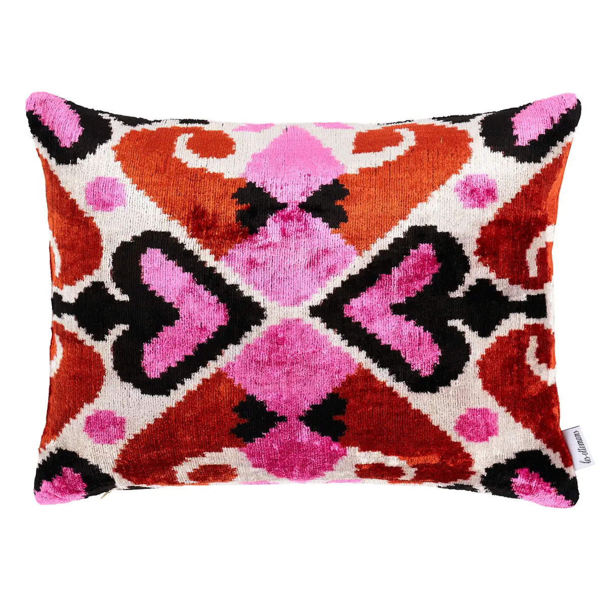 Adana Silk Velvet Pillow_ PINK & ORANGE