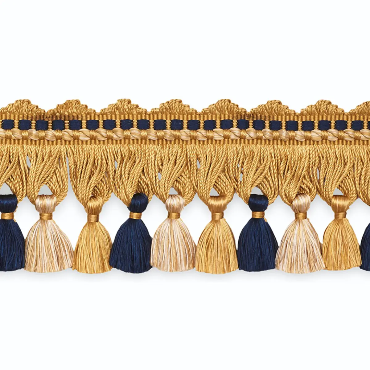 AMANDA TASSEL FRINGE_ GOLD/NAVY/ECRU