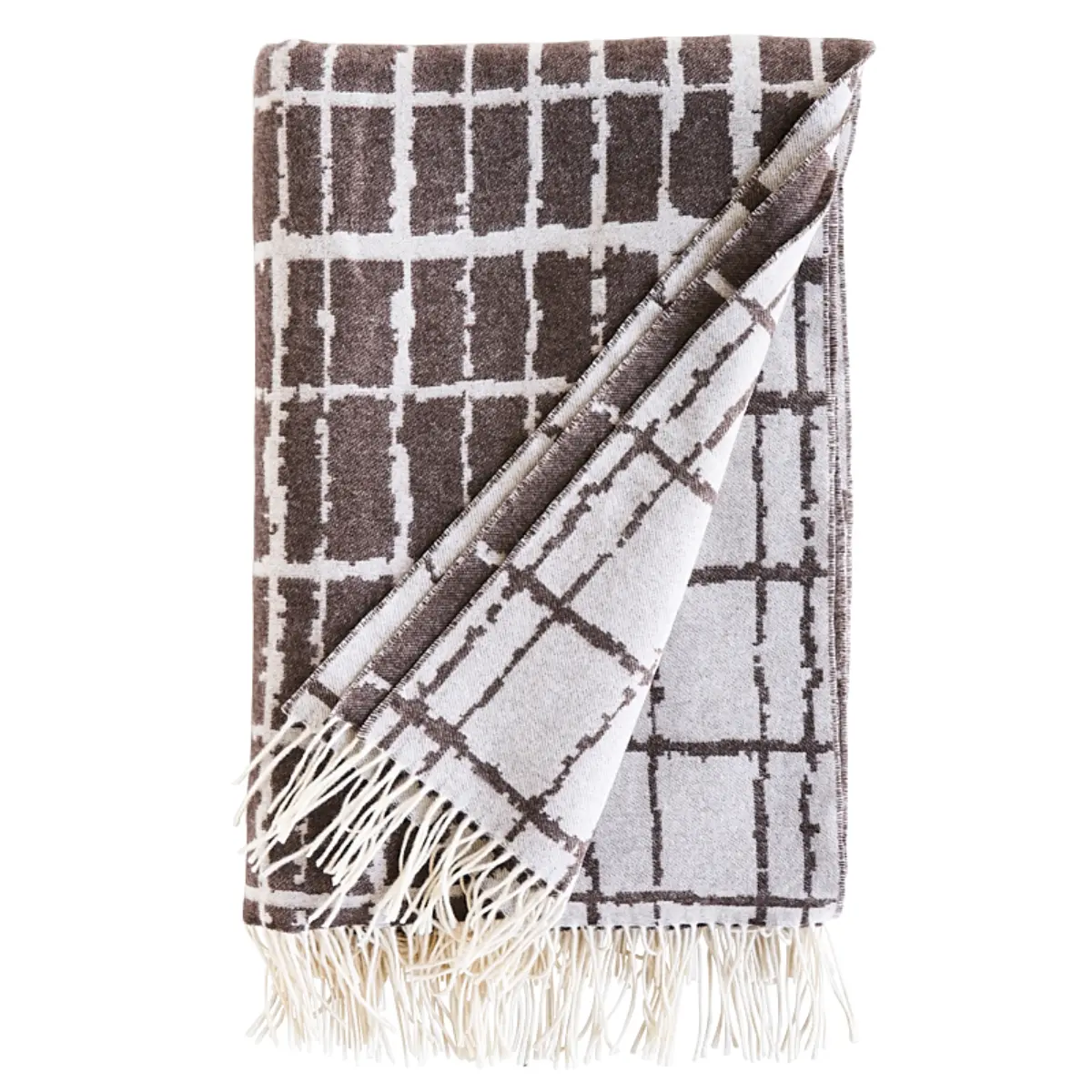 Plaid Throw_ BROWN