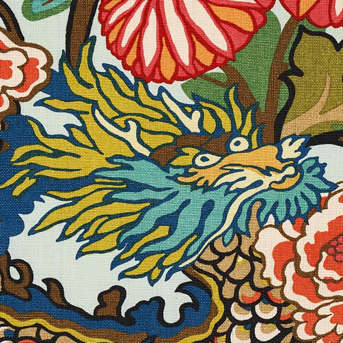 Chiang Mai Dragon - Aquamarine Fabrics | Schumacher