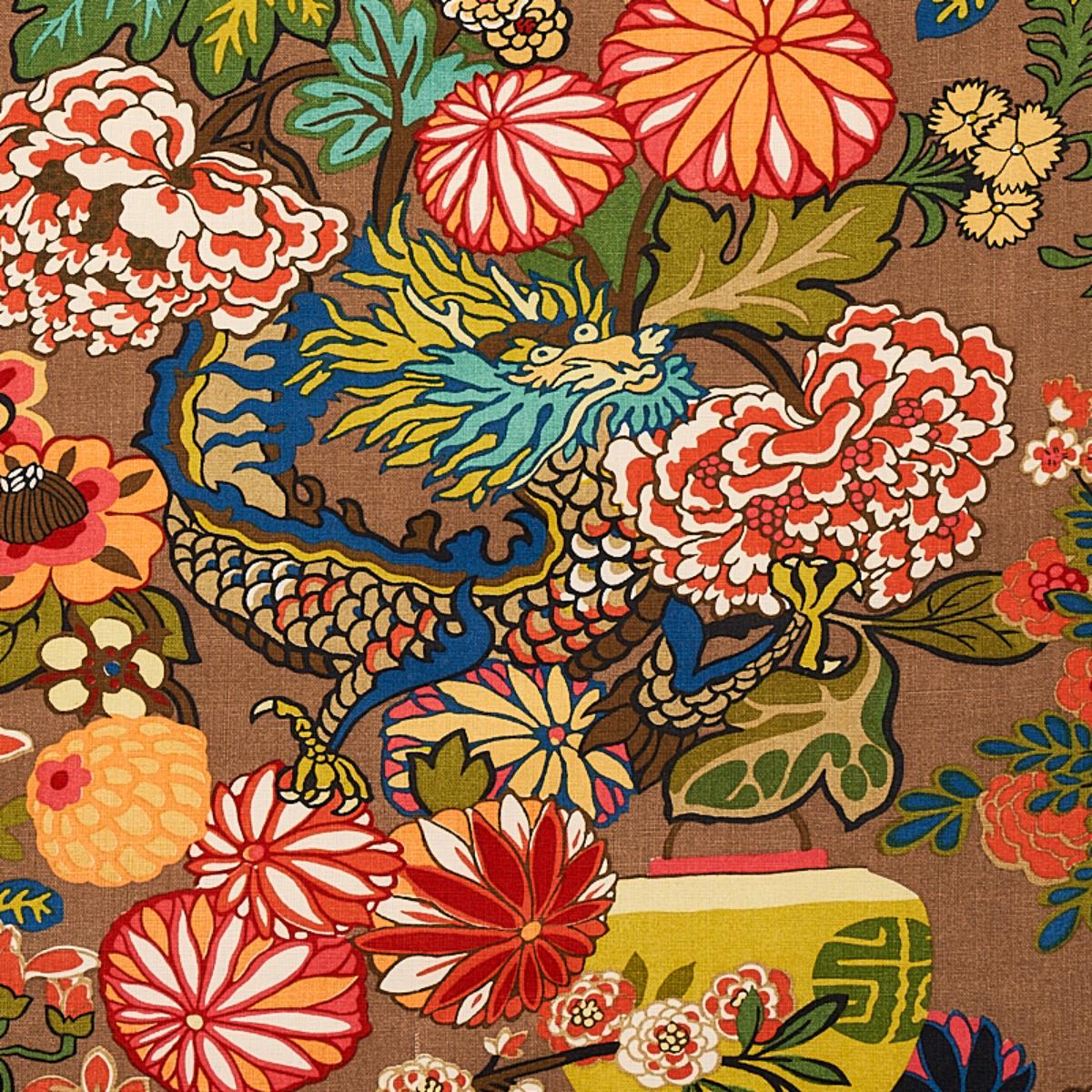 Chiang Mai Dragon - Mocha Fabrics | Schumacher