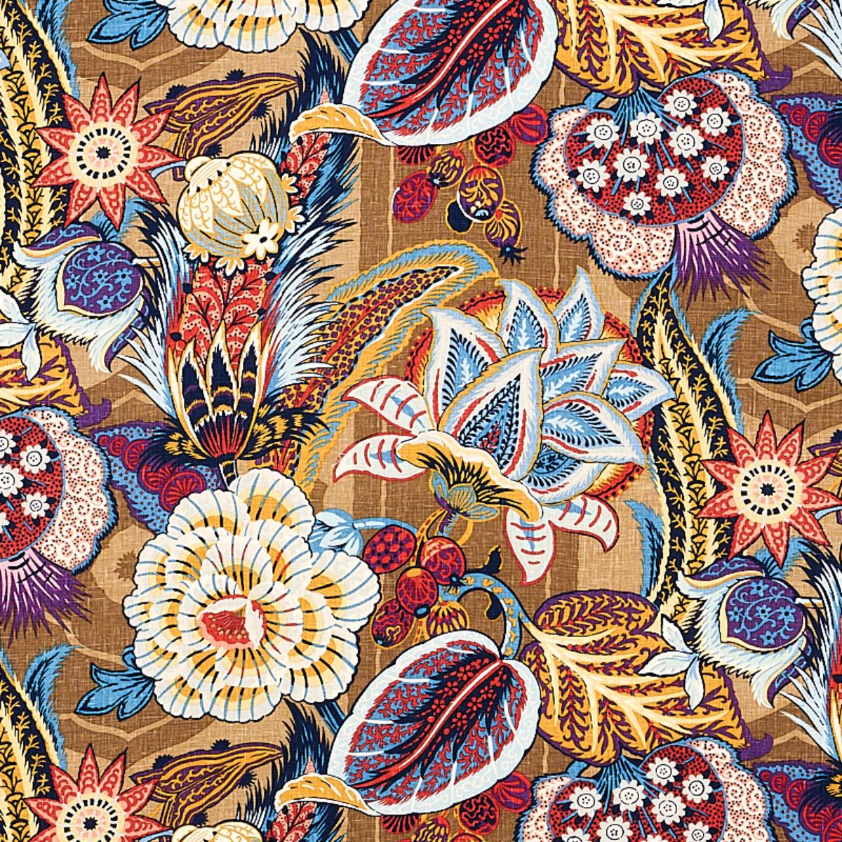 Zanzibar Linen Print - Cerulean Fabrics | Schumacher