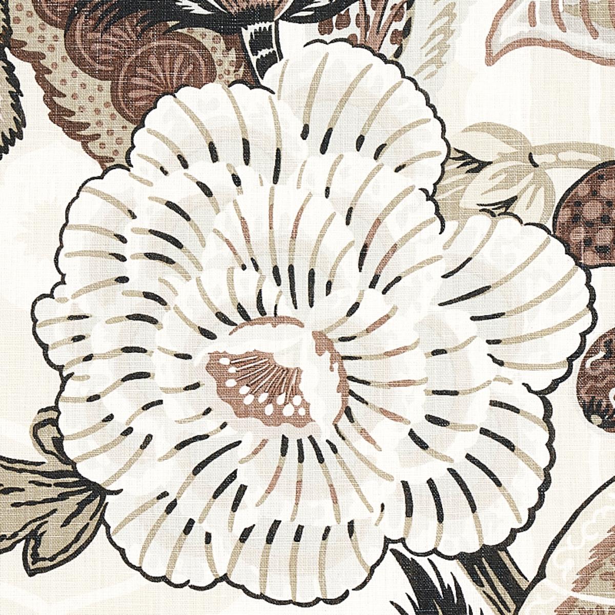Zanzibar Linen Print - Ebony & Mocha Fabrics | Schumacher