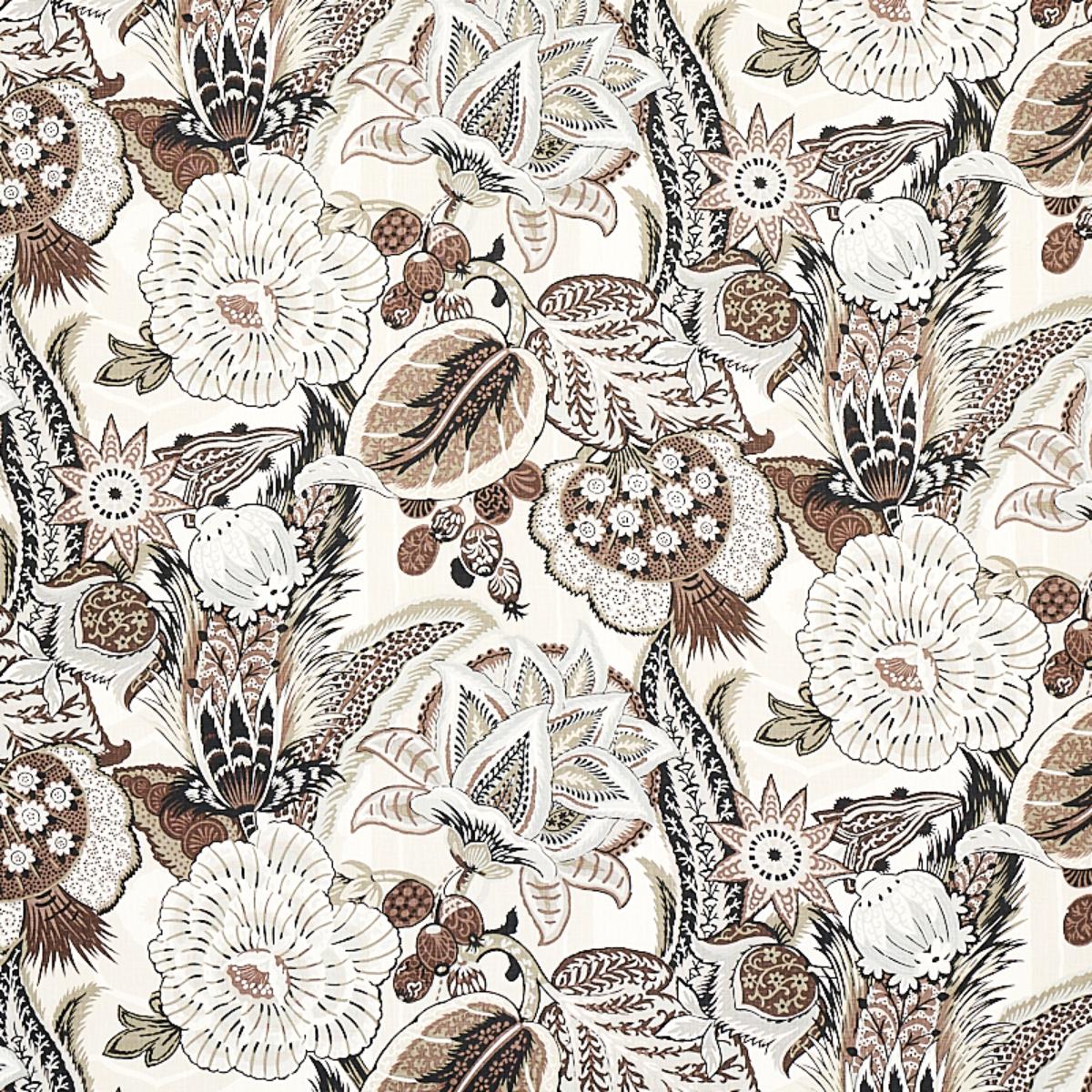 Zanzibar Linen Print - Ebony & Mocha Fabrics | Schumacher