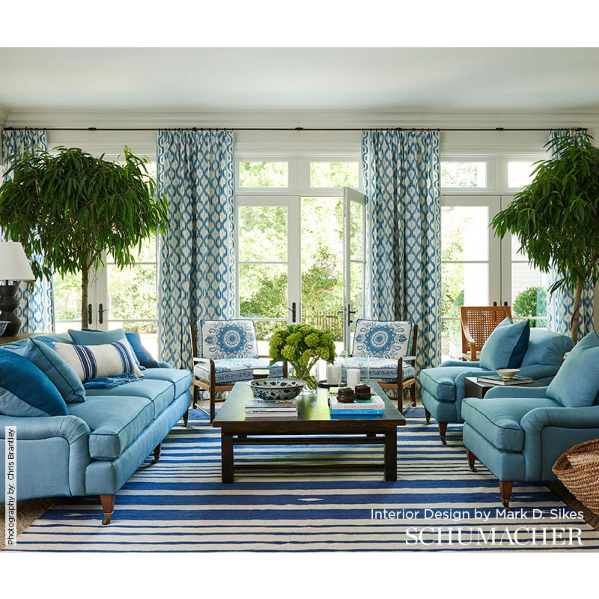 Santa Monica Ikat - China Blue Fabrics | Schumacher