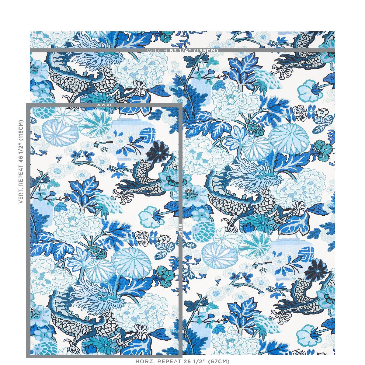 Chiang Mai Indoor/Outdoor - China Blue Fabrics | Schumacher