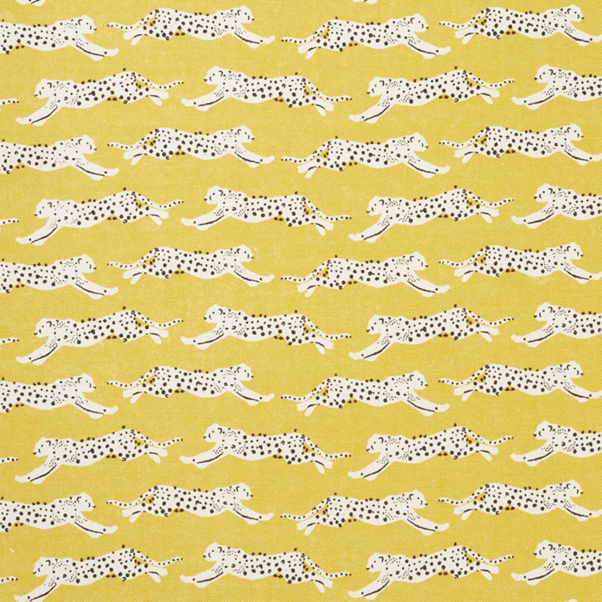 Leaping Leopards - Yellow Fabrics | Schumacher