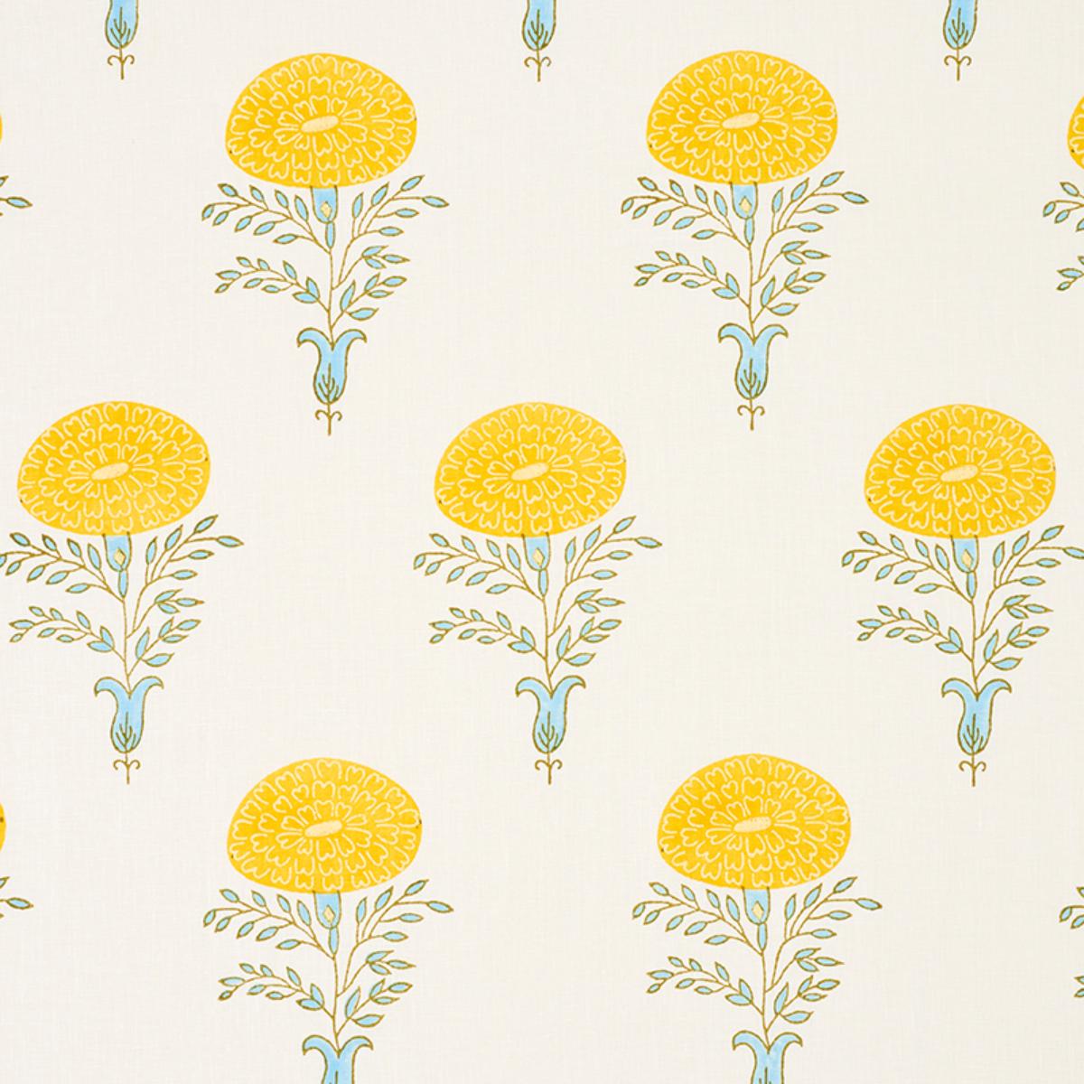 Marigold Hand Block Print - Yellow Fabrics | Schumacher