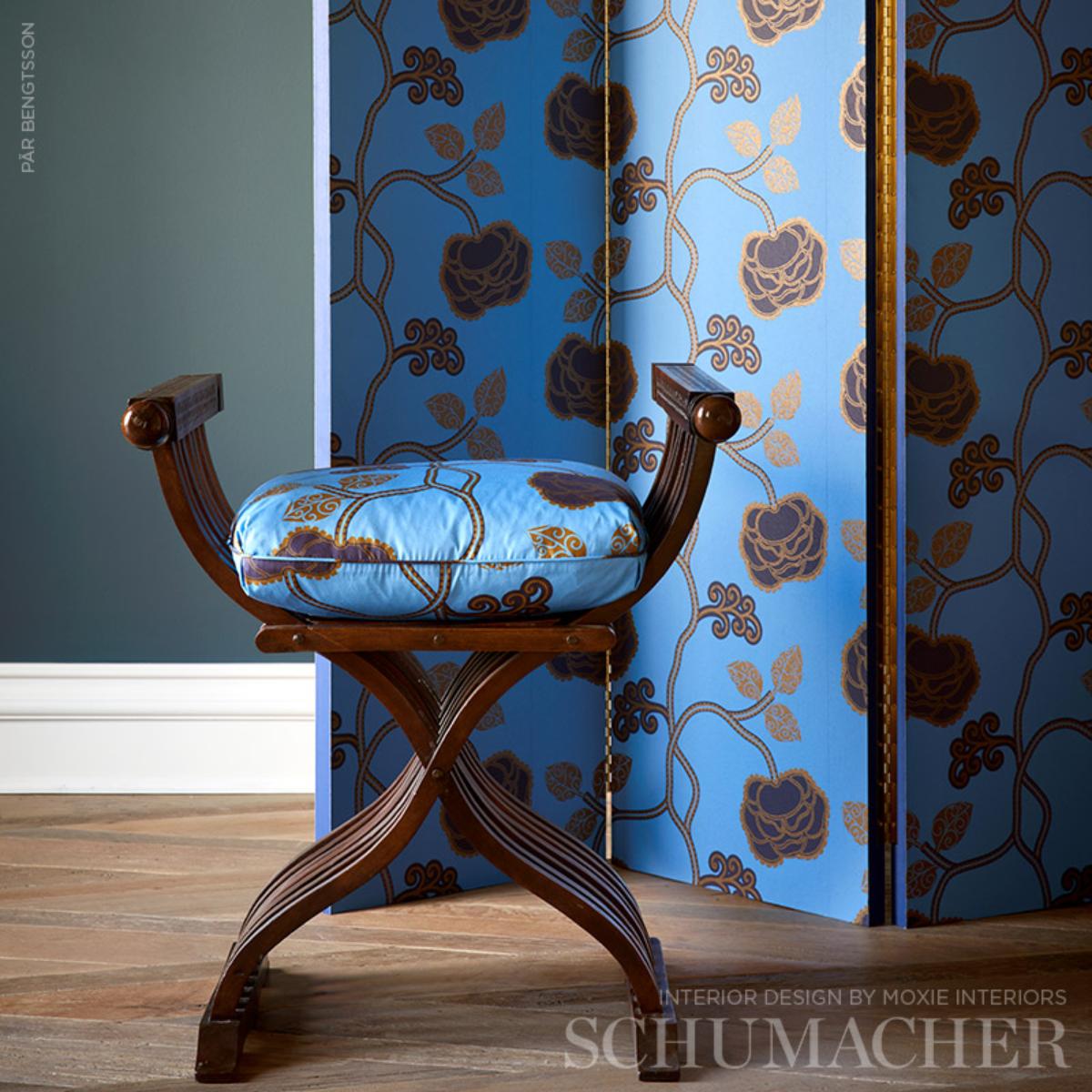 Queen Fruit Chintz - Lapis Fabrics | Schumacher