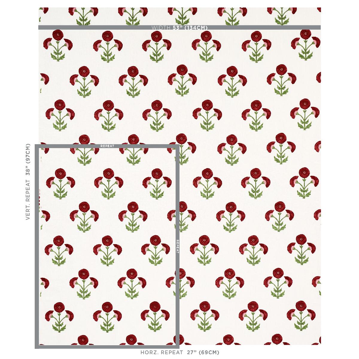 わ 2pack Saranda Flower Embroidery - Cardinal Fabrics | Schumacher