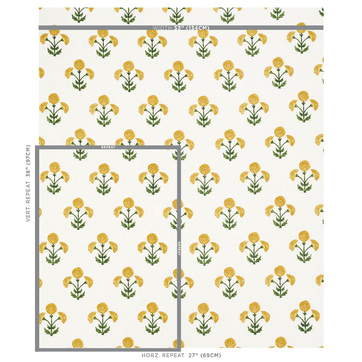 Saranda Flower Embroidery - Marigold Fabrics | Schumacher