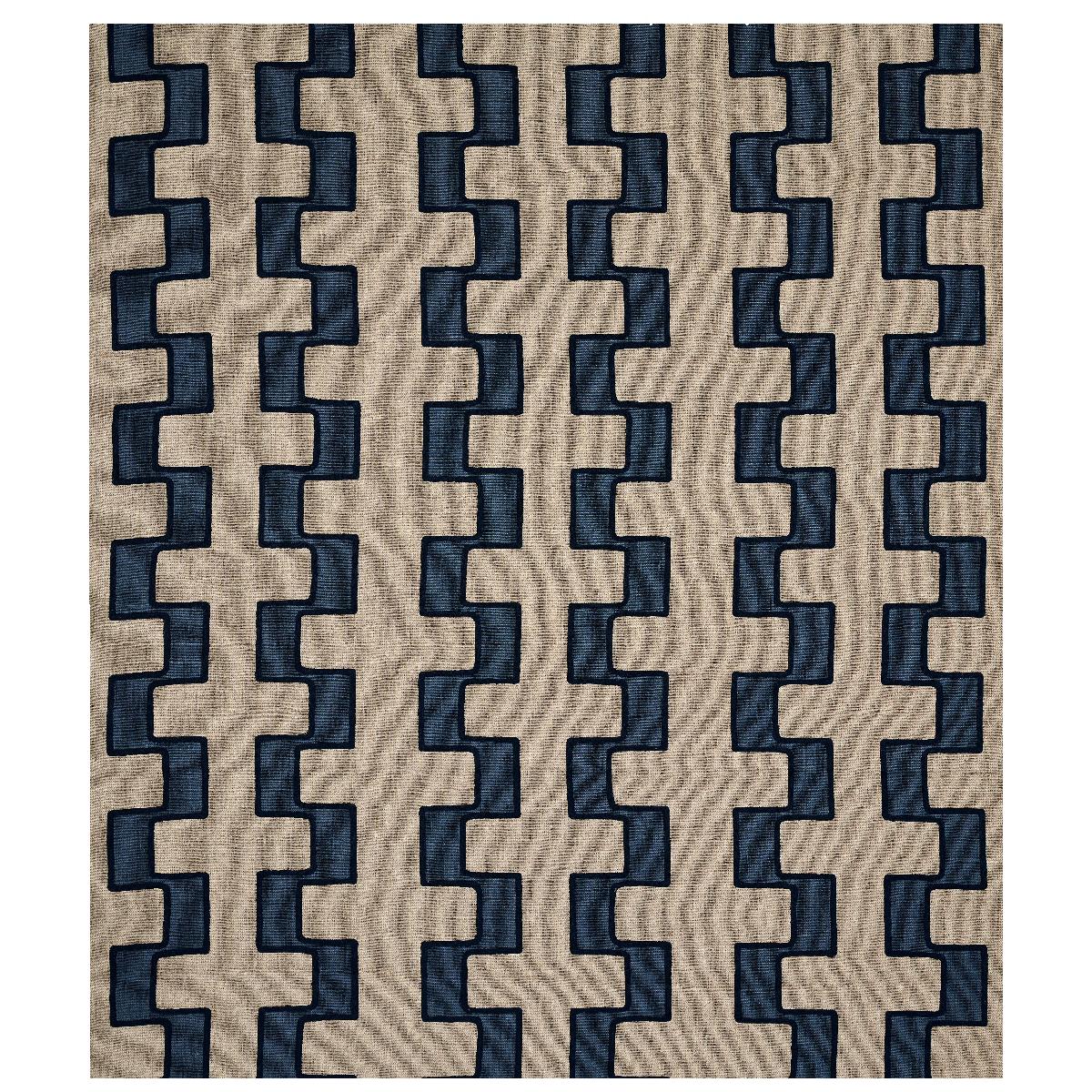 Dixon Embroidered Print Linen - Blue Fabrics