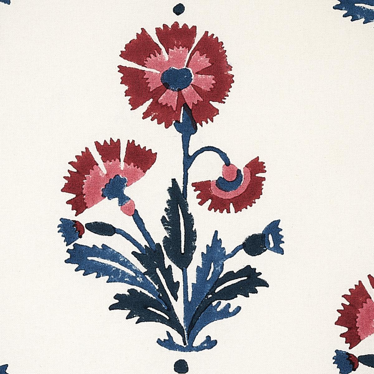 Dianthus Hand Block Print - Indigo & Iron Fabrics | Schumacher