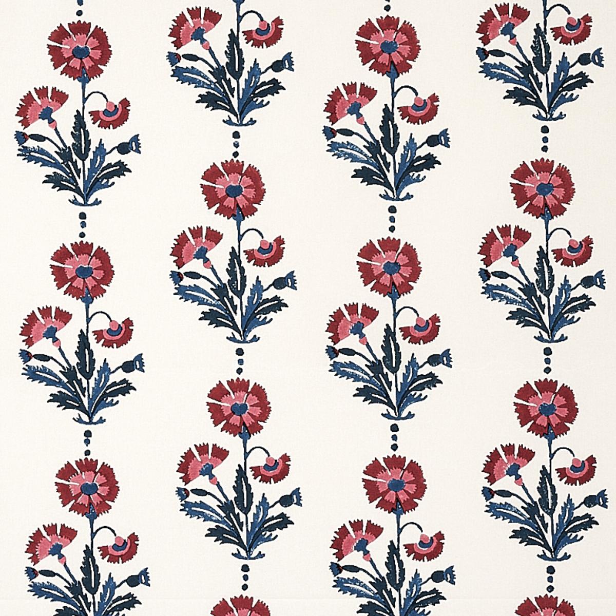 Dianthus Hand Block Print - Indigo & Iron Fabrics | Schumacher