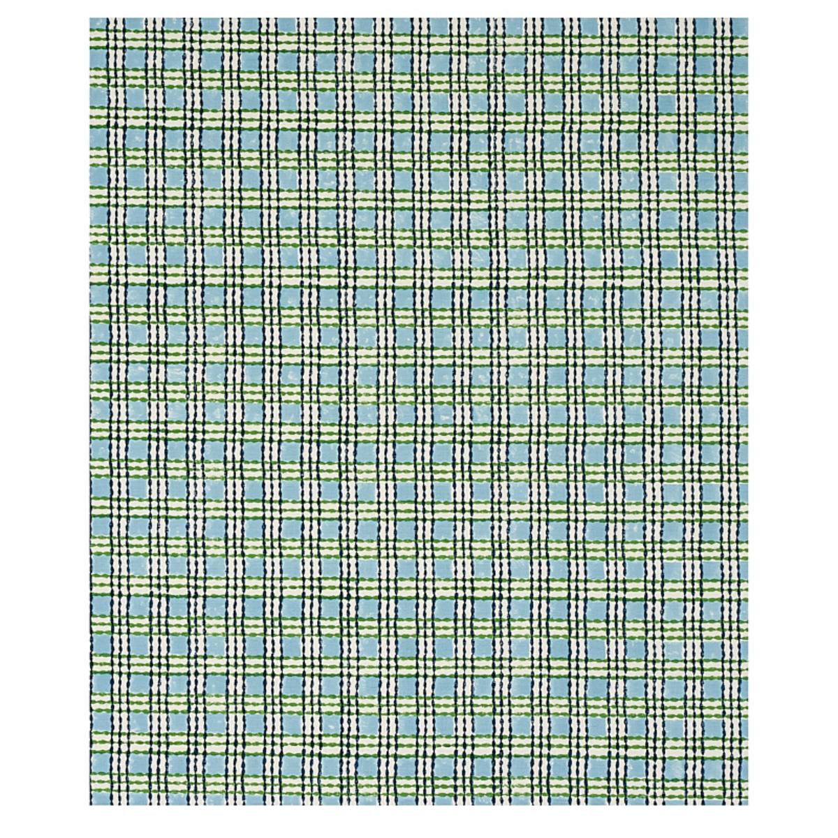 Trellis Hand Block Print - Sky & Grass Fabrics | Schumacher