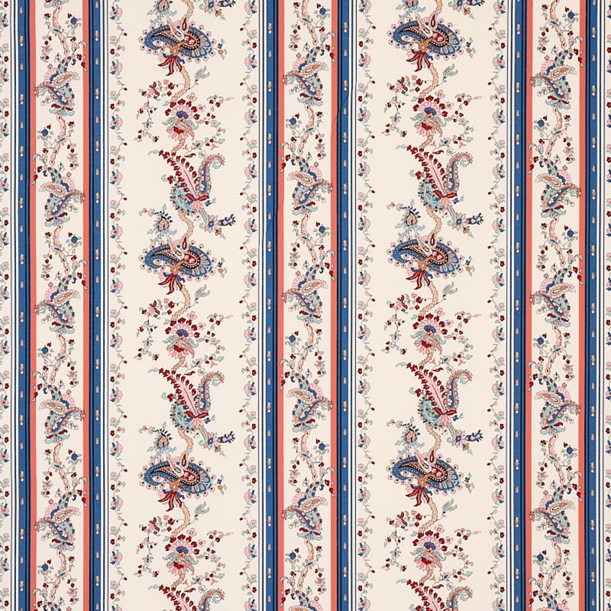 Elena Paisley Stripe - Blue Fabrics | Schumacher