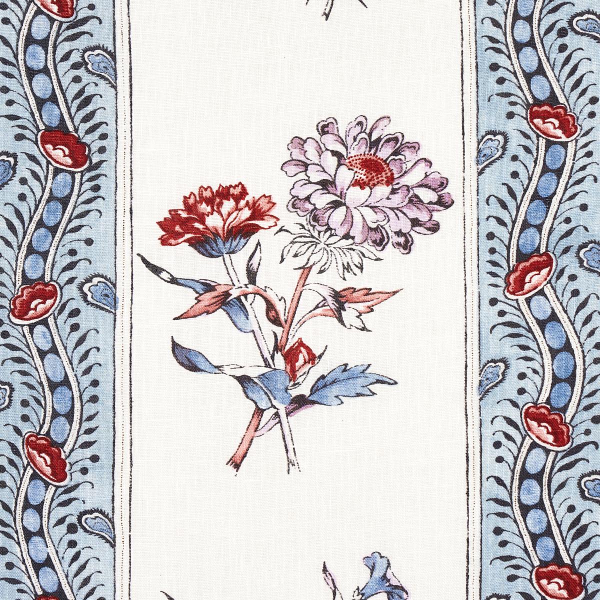 Ariana Floral Stripe - Pearlware Blue Fabrics | Schumacher