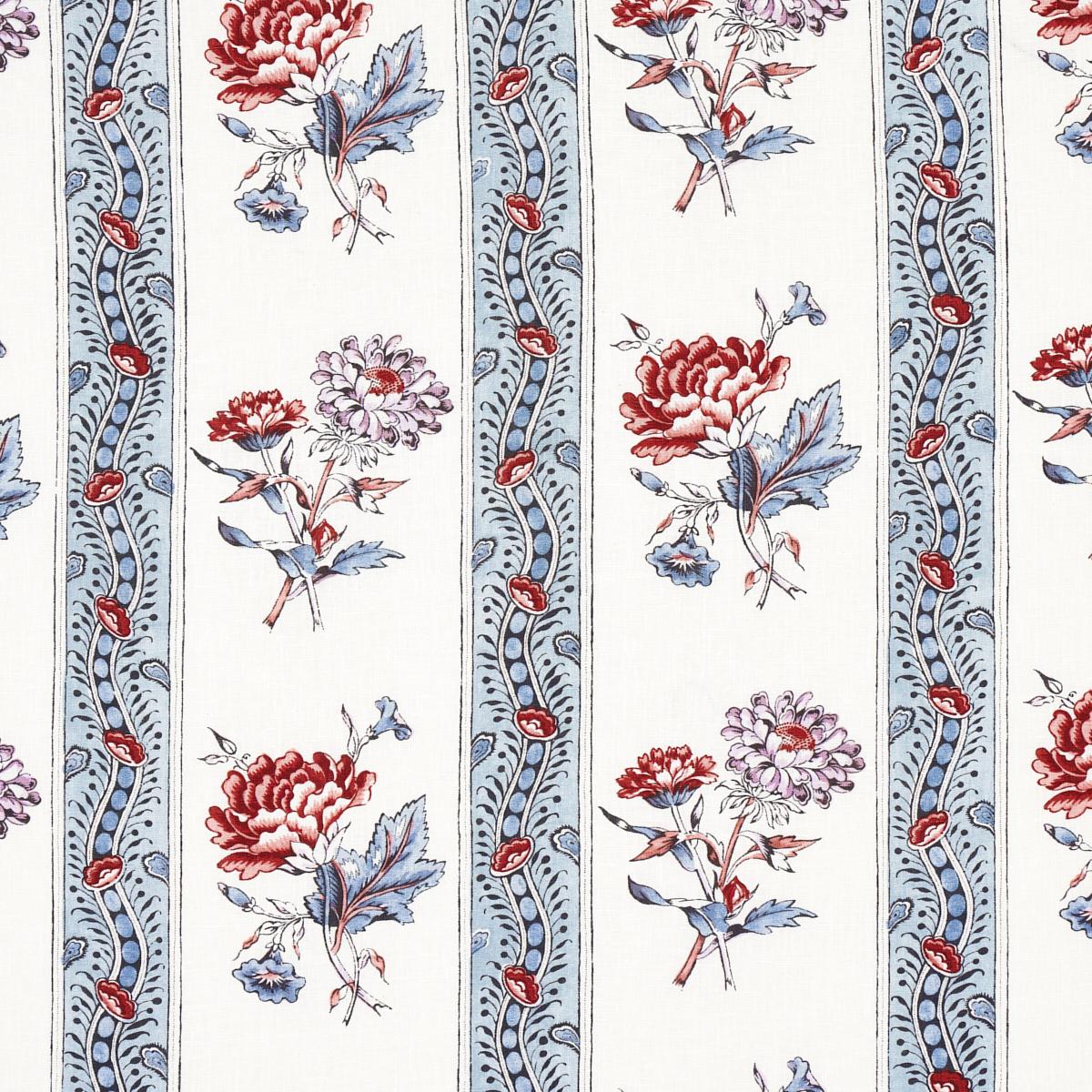 Ariana Floral Stripe - Pearlware Blue Fabrics | Schumacher