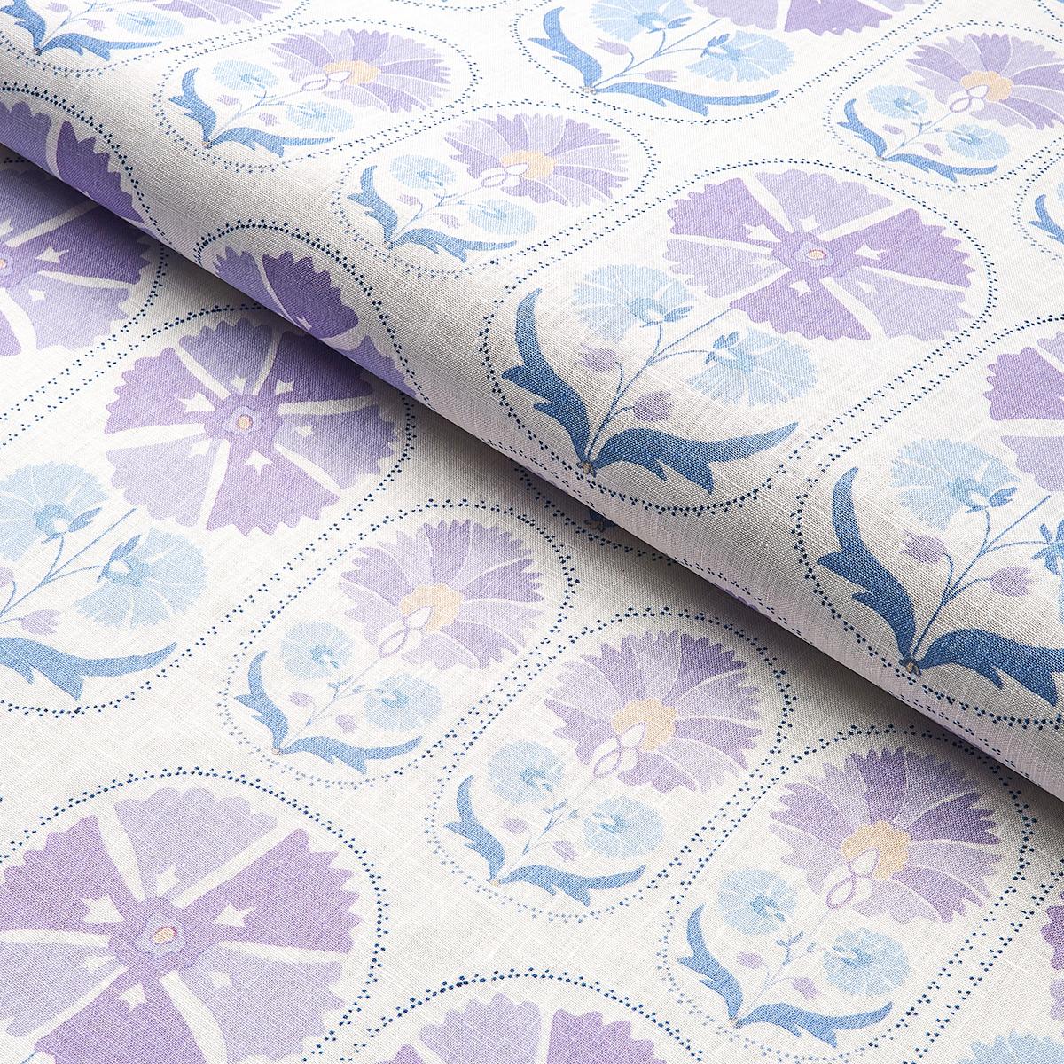 希少 ZIMMERMANN シルク100% シュシュ ラベンダー 総柄 Anjuna Floral Linen Print - Lilac Fabrics | Schumacher