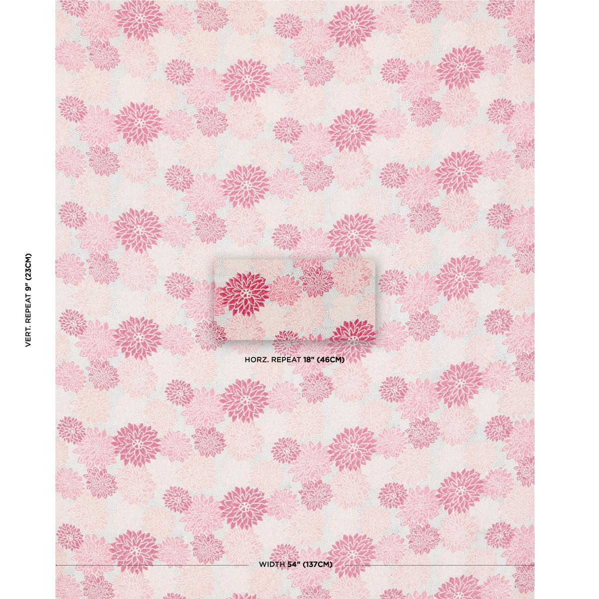 Dahlia Hand Block Print - Hot Pink Fabrics | Schumacher