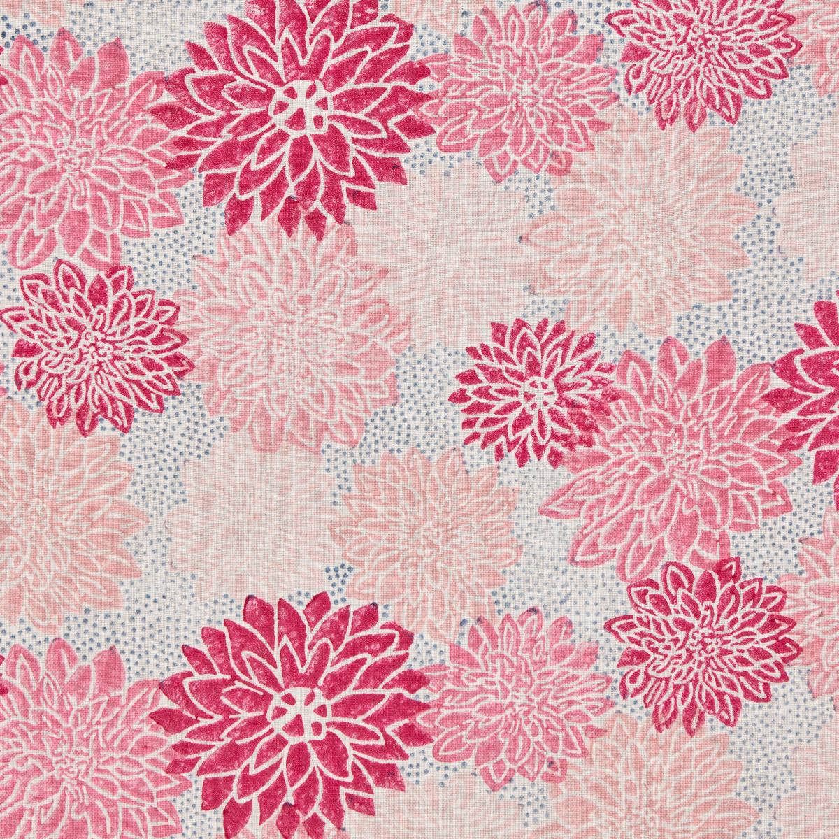 Dahlia Hand Block Print - Hot Pink Fabrics | Schumacher