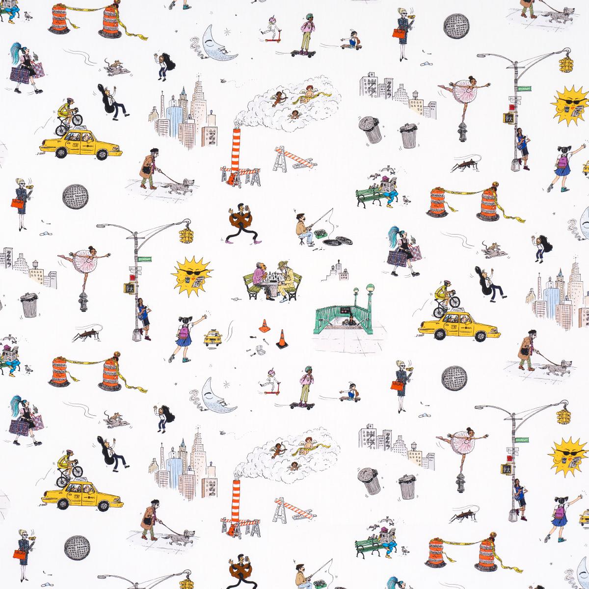 Joana Avillez's Street Scenes - Multicolor On White Fabrics