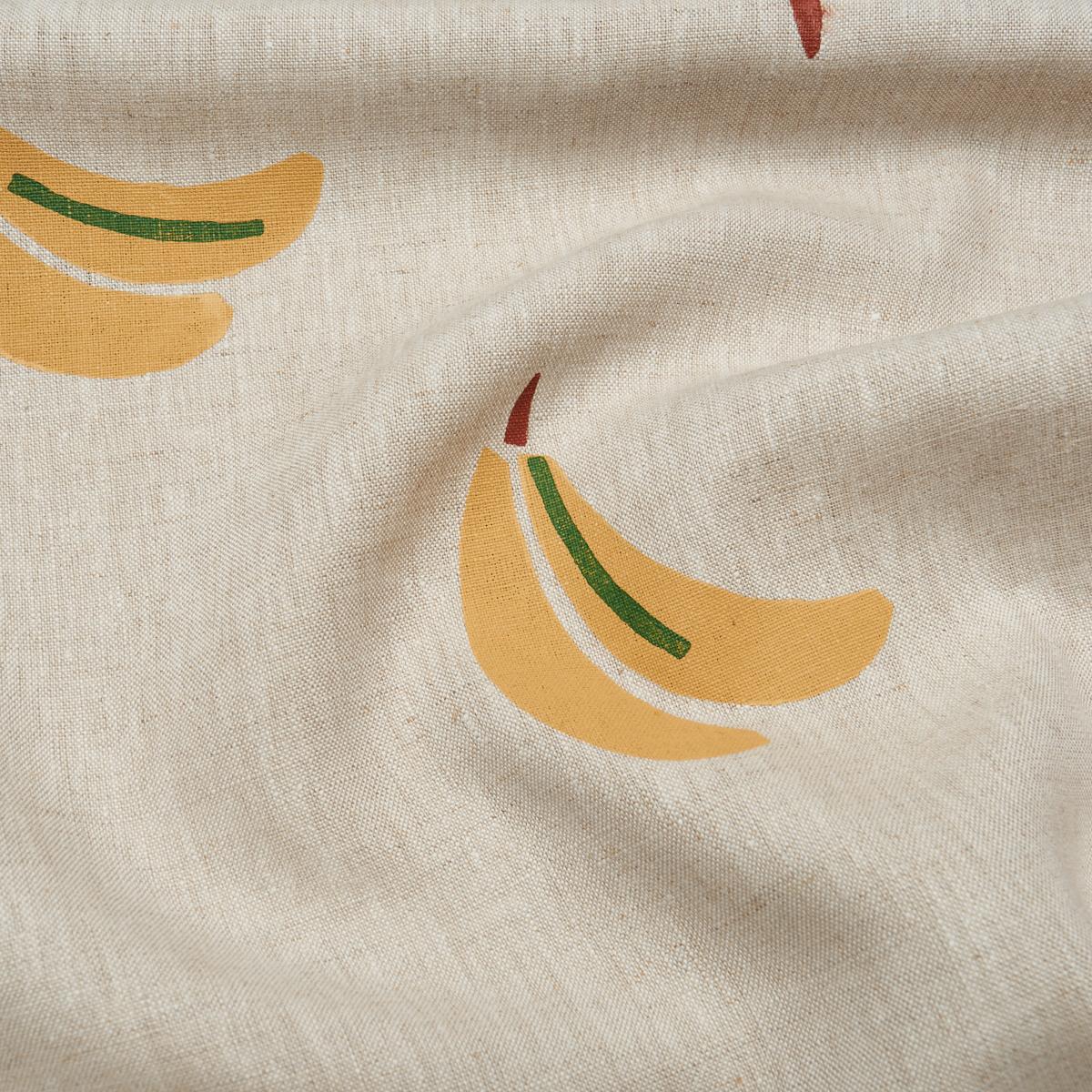 Banana Stand Hand Block Print - Ochre And Green On Natural Fabrics