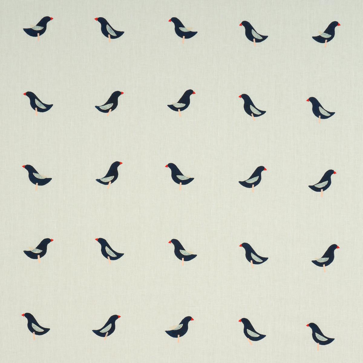 Birds Hand Block Print - Black On Natural Fabrics | Schumacher