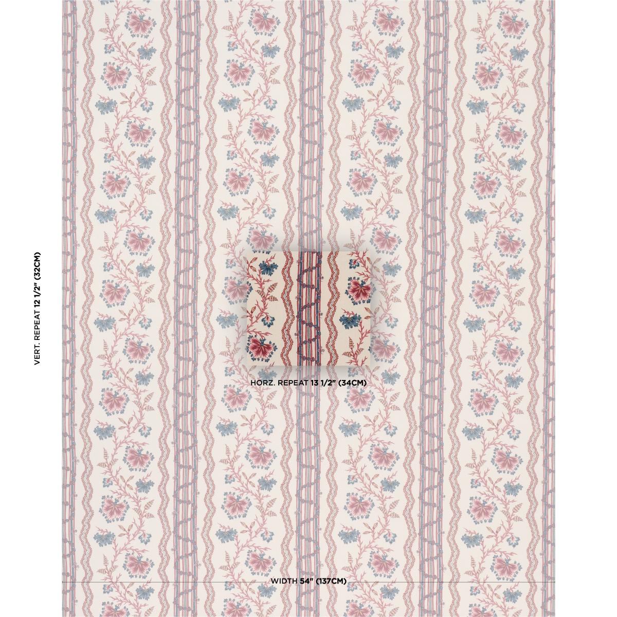 Parvati Floral Stripe - Vermilion Fabrics | Schumacher