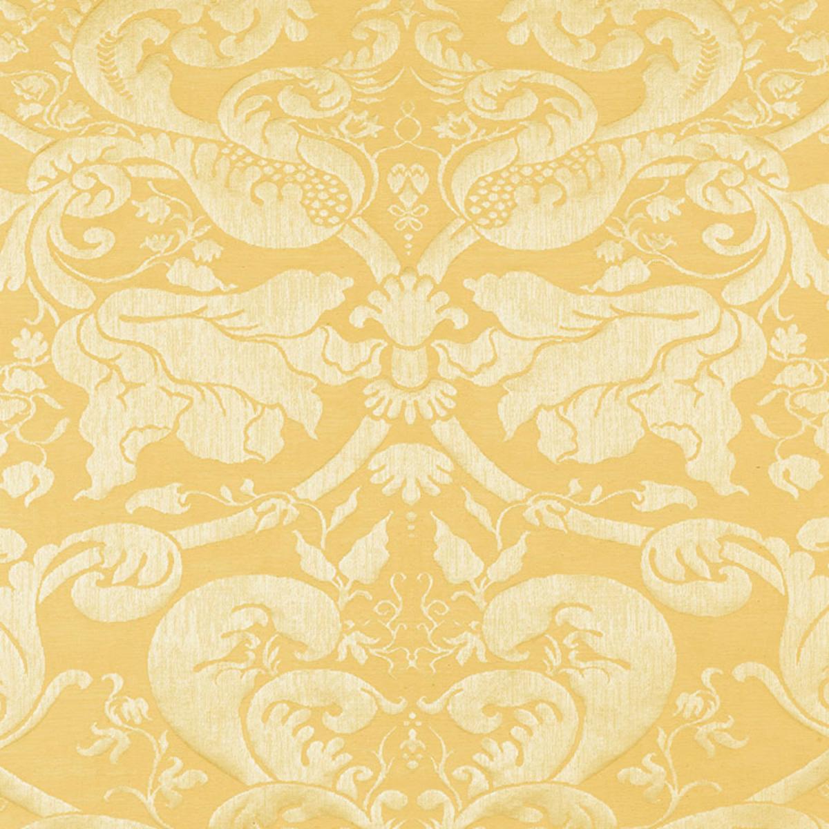 Gavotte Brocatelle Damask - Gold Fabrics | Schumacher