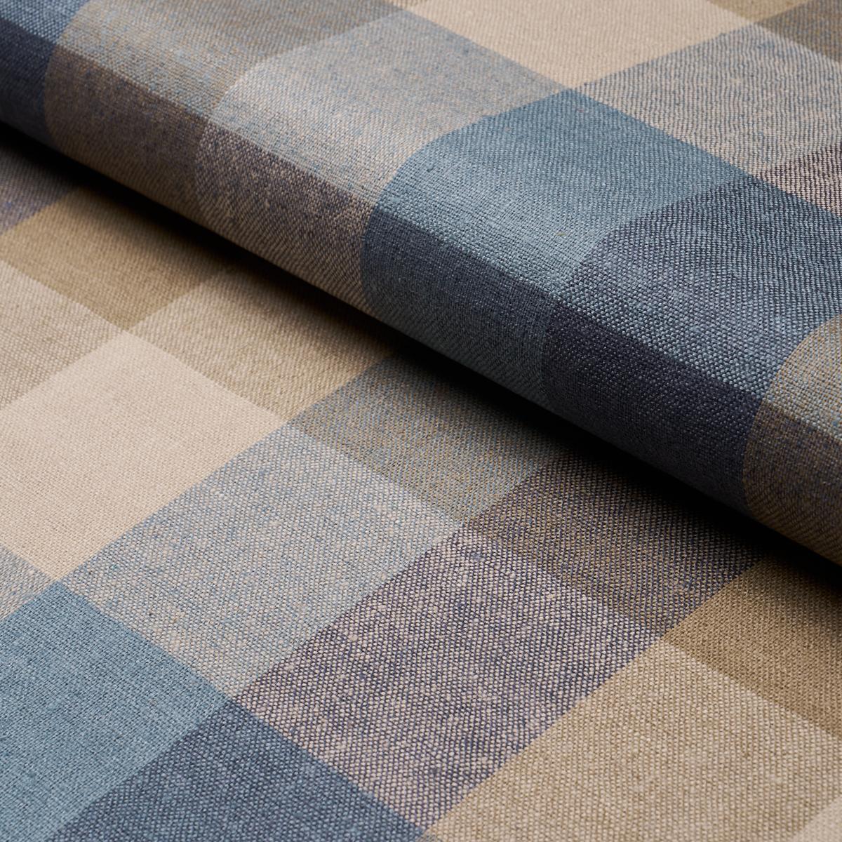 Graylyn Plaid - Indigo Fabrics | Schumacher, image size:1200x1200