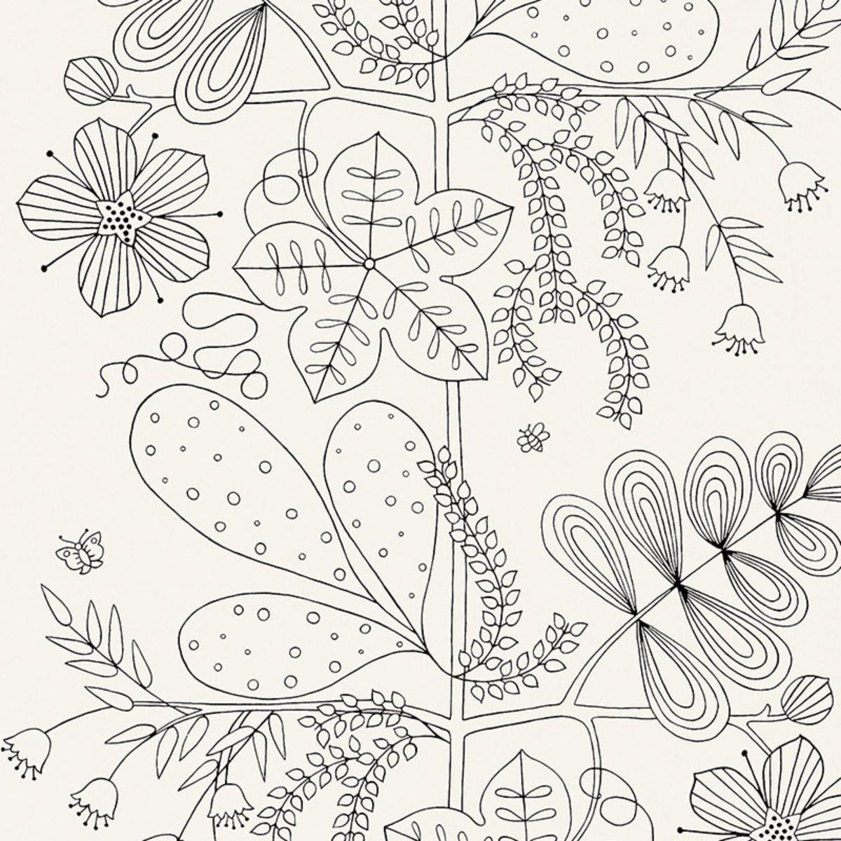 Blommen - Noir / Blanc Wallpapers | Schumacher