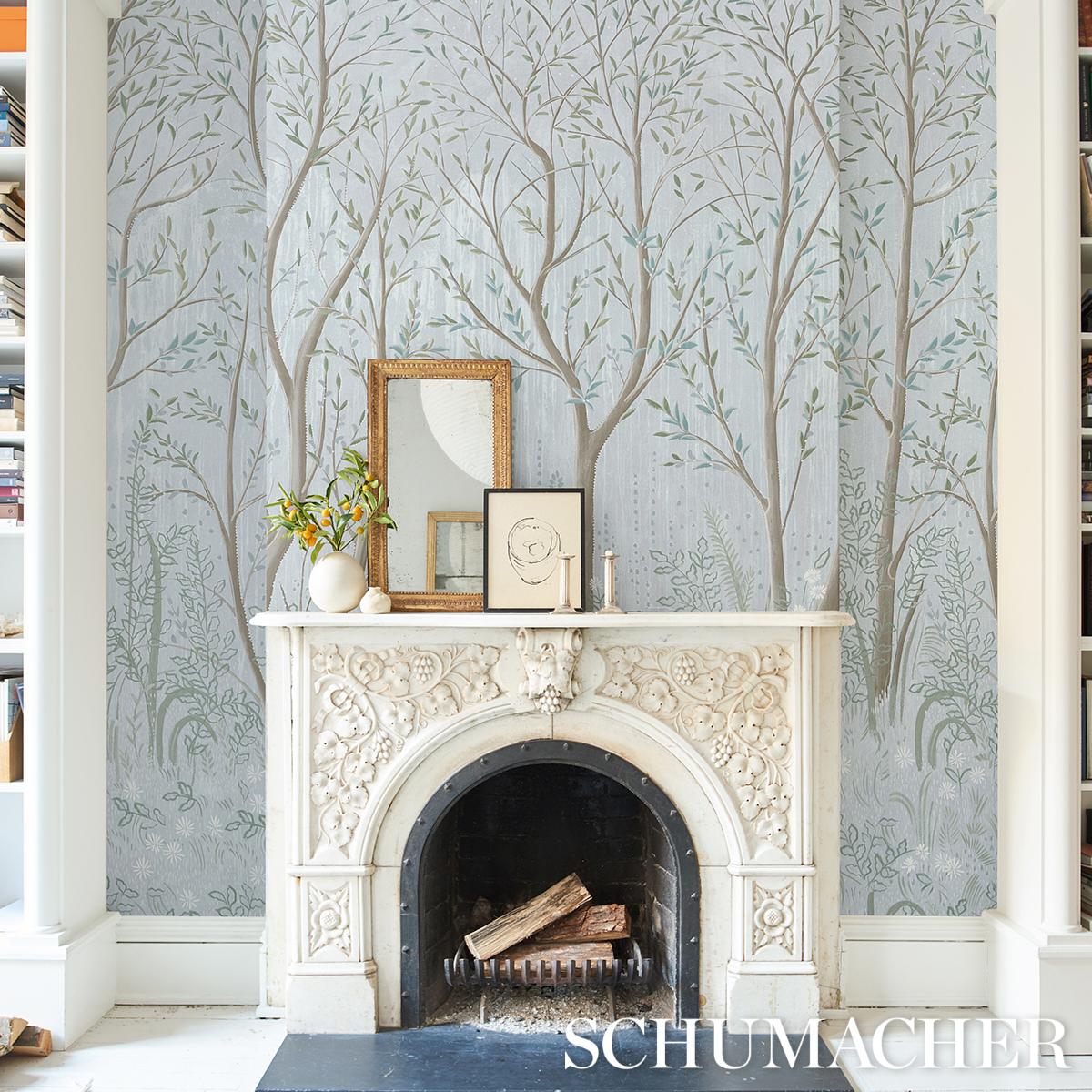Brindille Golden Accented Panel Set - Mineral Wallpapers | Schumacher
