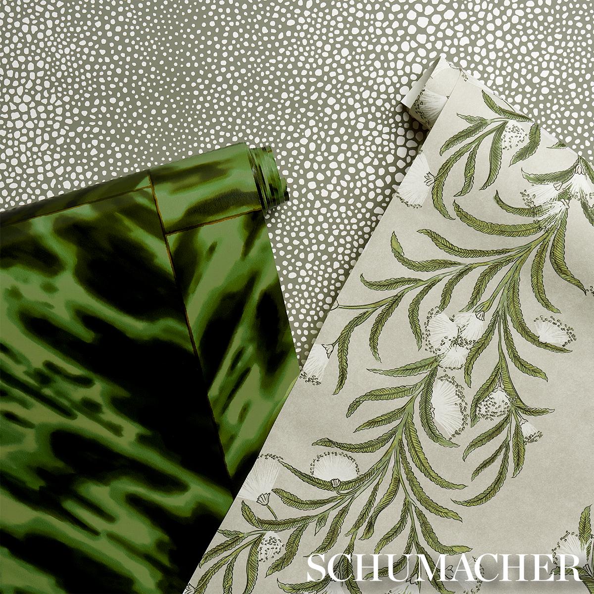 Tasmanian Mimosa - Ivory & Green Wallpapers | Schumacher