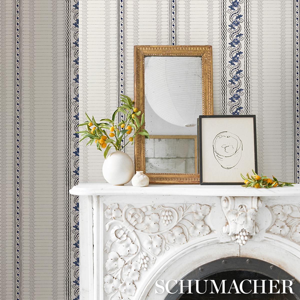Serena Stripe - Blue Wallpapers | Schumacher