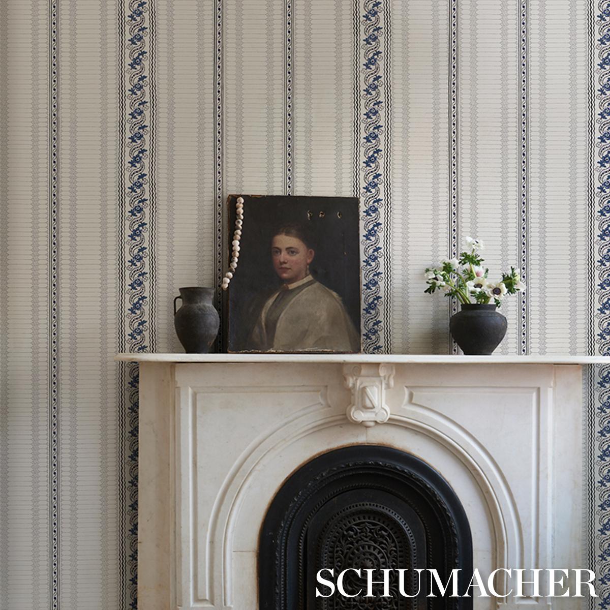 Serena Stripe - Blue Wallpapers | Schumacher