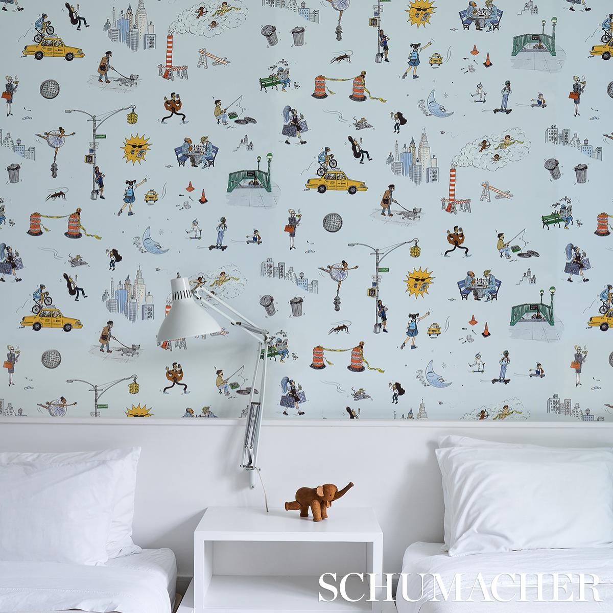 Joana Avillez's Street Scenes - Multicolor On Sky Blue Wallpapers