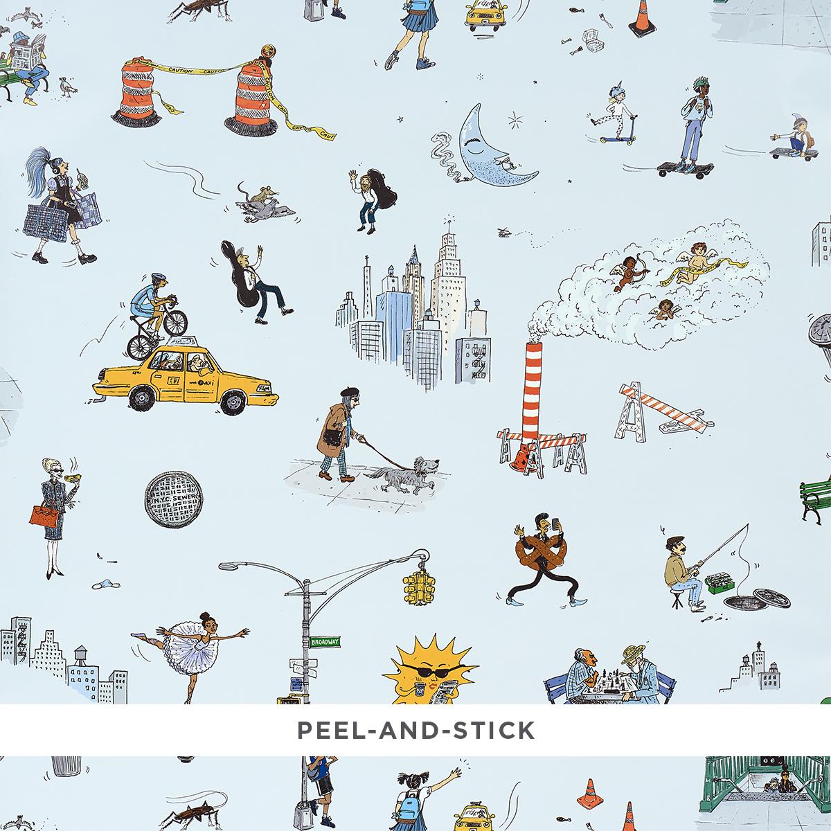 Joana Avillez's Street Scenes - Multicolor On Sky Blue Wallpapers
