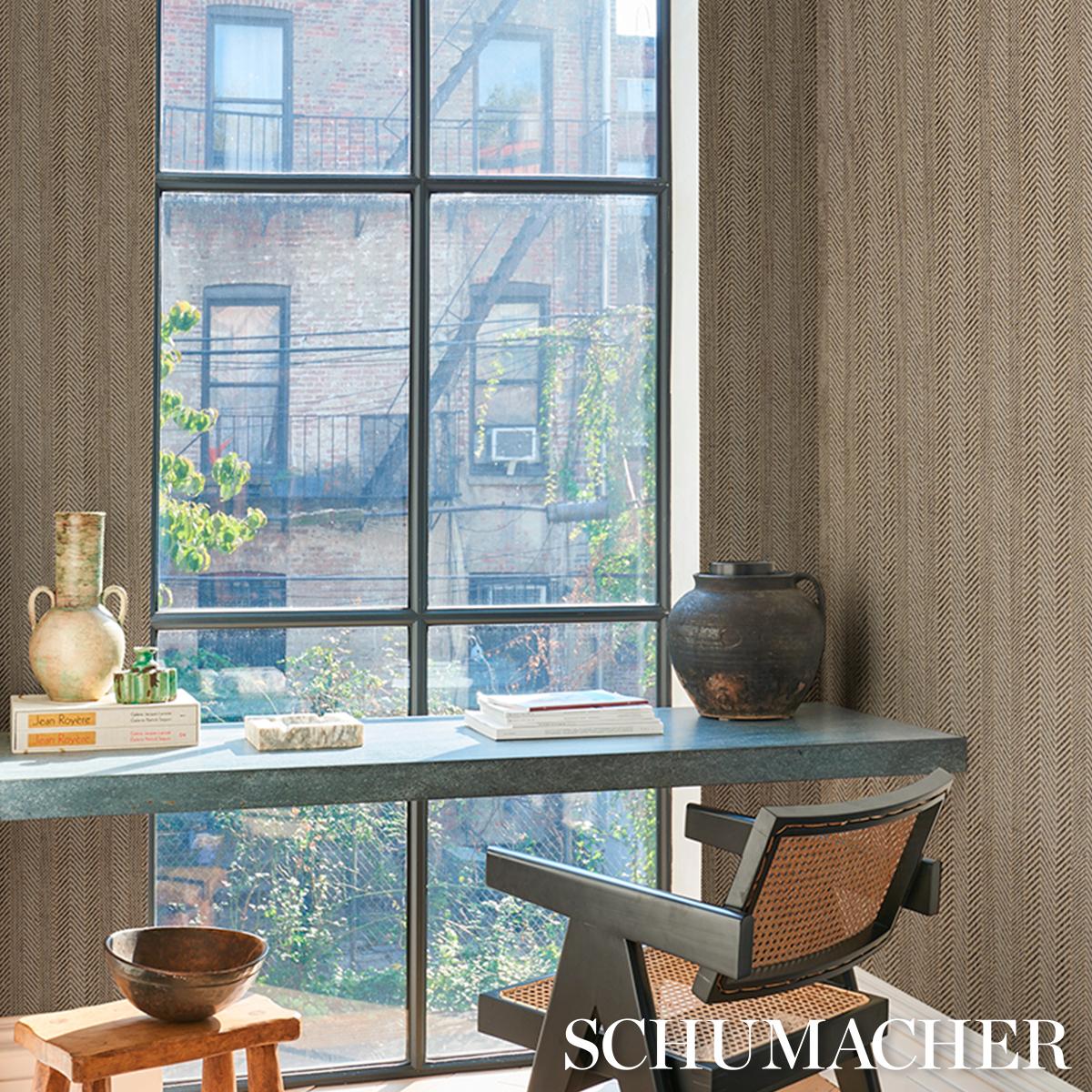 Zig Zag Paperweave - Flax Wallpapers | Schumacher