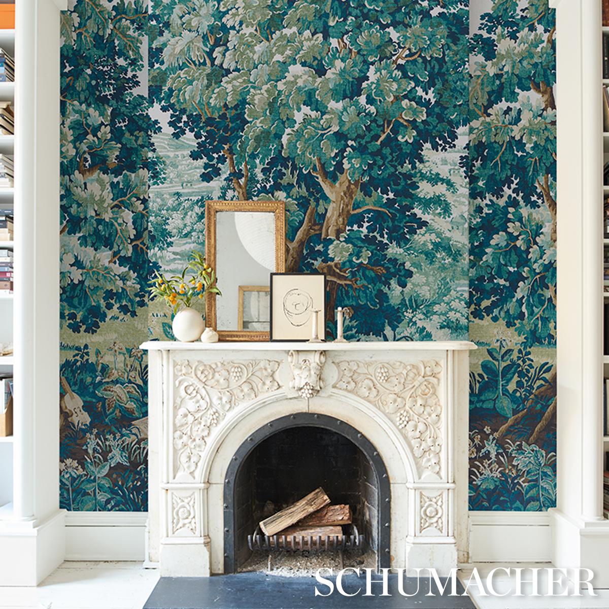 La Forêt 3 Panel Set - Autumn Green Forest Wallpapers | Schumacher