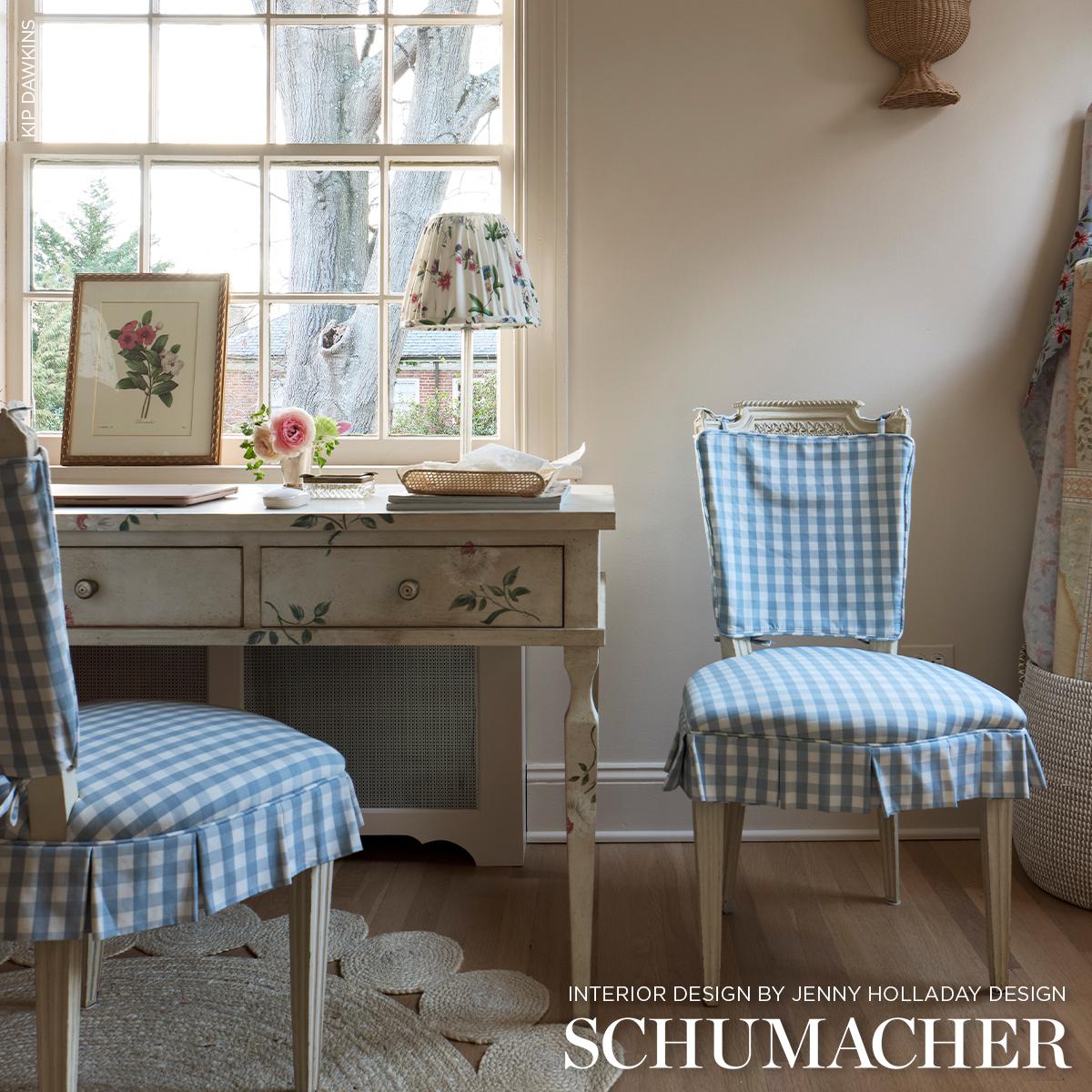 Elton Cotton Check - Sky Fabrics | Schumacher Elton Cotton Check - Sky Fabrics | Schumacher