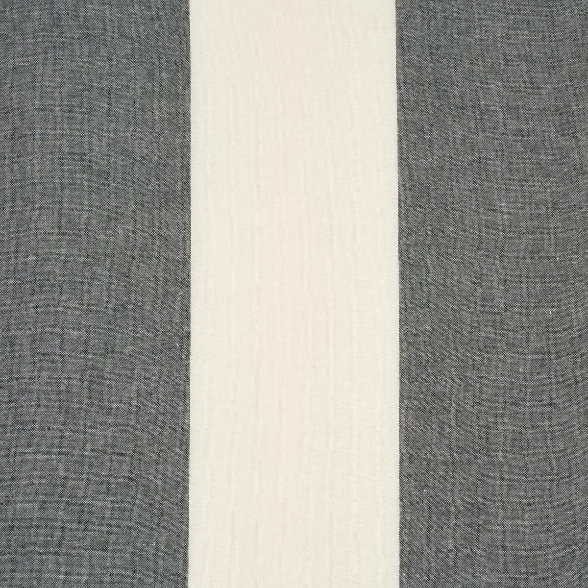 Vista Linen Stripe Casement - Carbon And White Fabrics | Schumacher