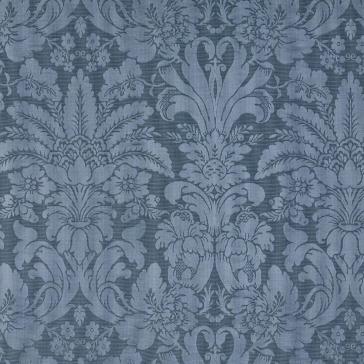 Colette Linen/Silk Damask - Indigo Fabrics | Schumacher